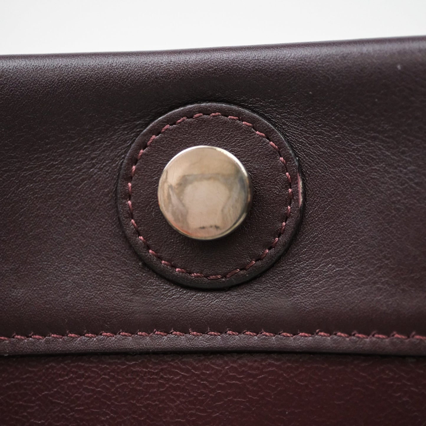 Celine Medium Frame Bag Burgundy / Pearl Blue Calfskin Silver Hardware