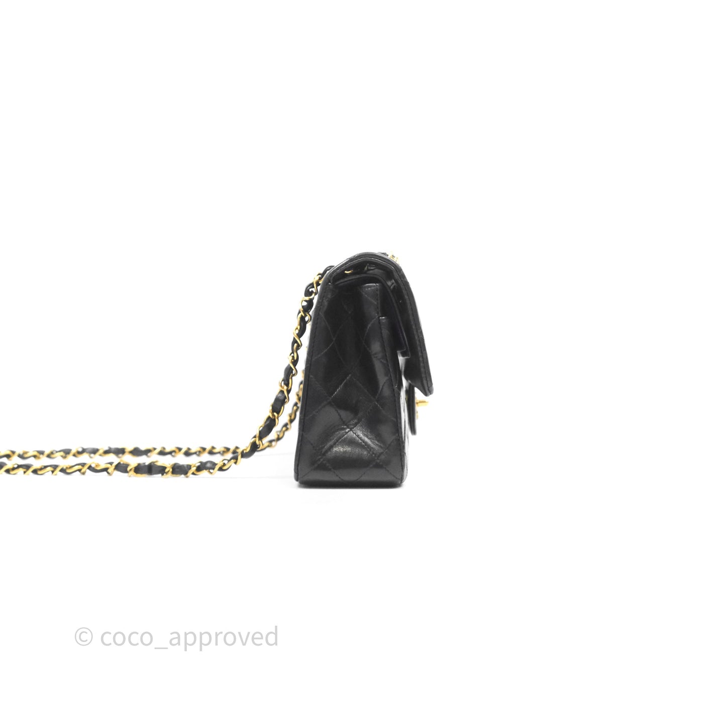 Chanel Vintage Classic Small Flap Bag Black Lambskin 24K Gold Hardware