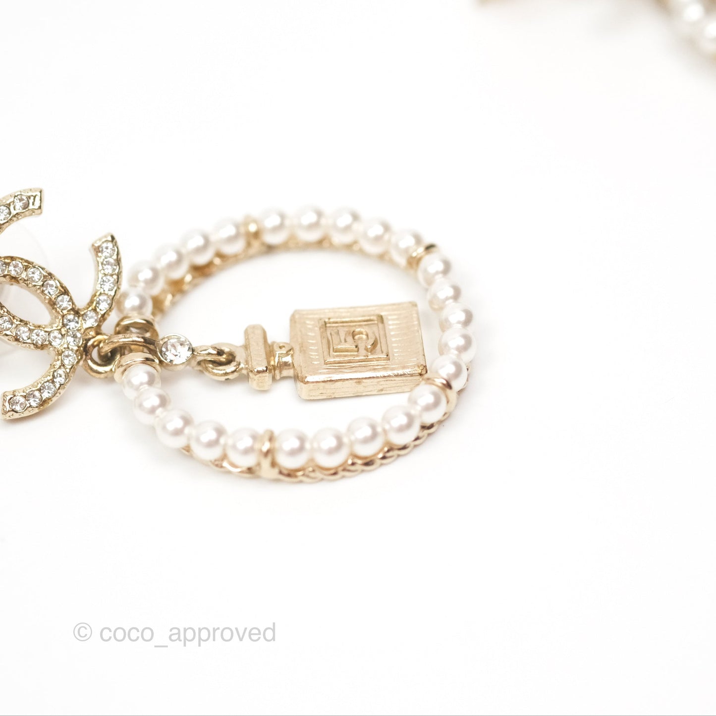 Chanel CC Crystal Pearl Ring No 5 Drop Earrings 20C