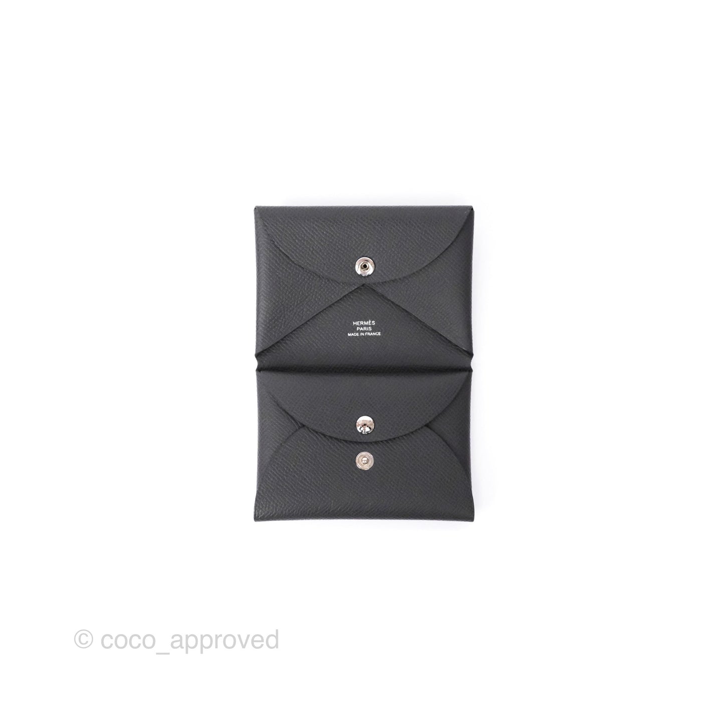 Hermès Calvi Duo Compact Card Holder Graphite 88 Epsom