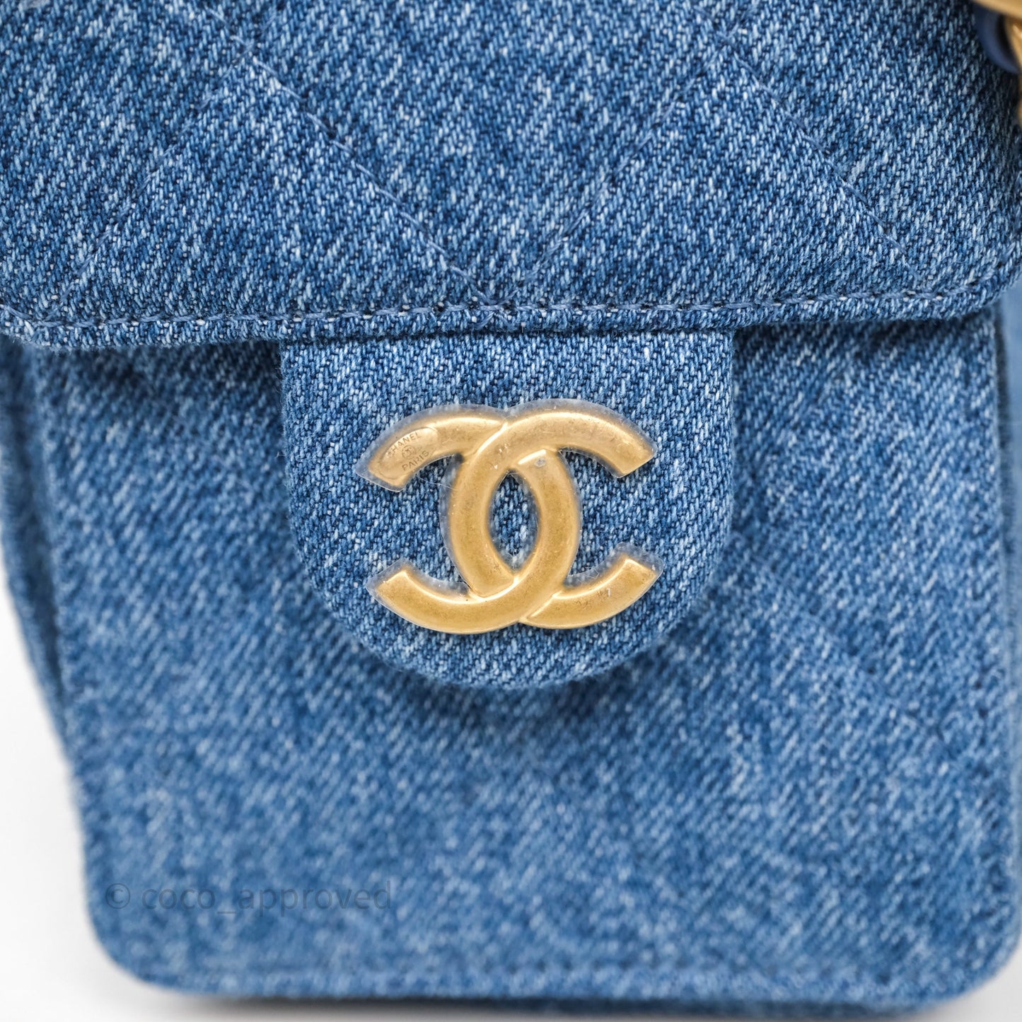 Chanel 25 Mini Washed Denim Aged Gold Hardware