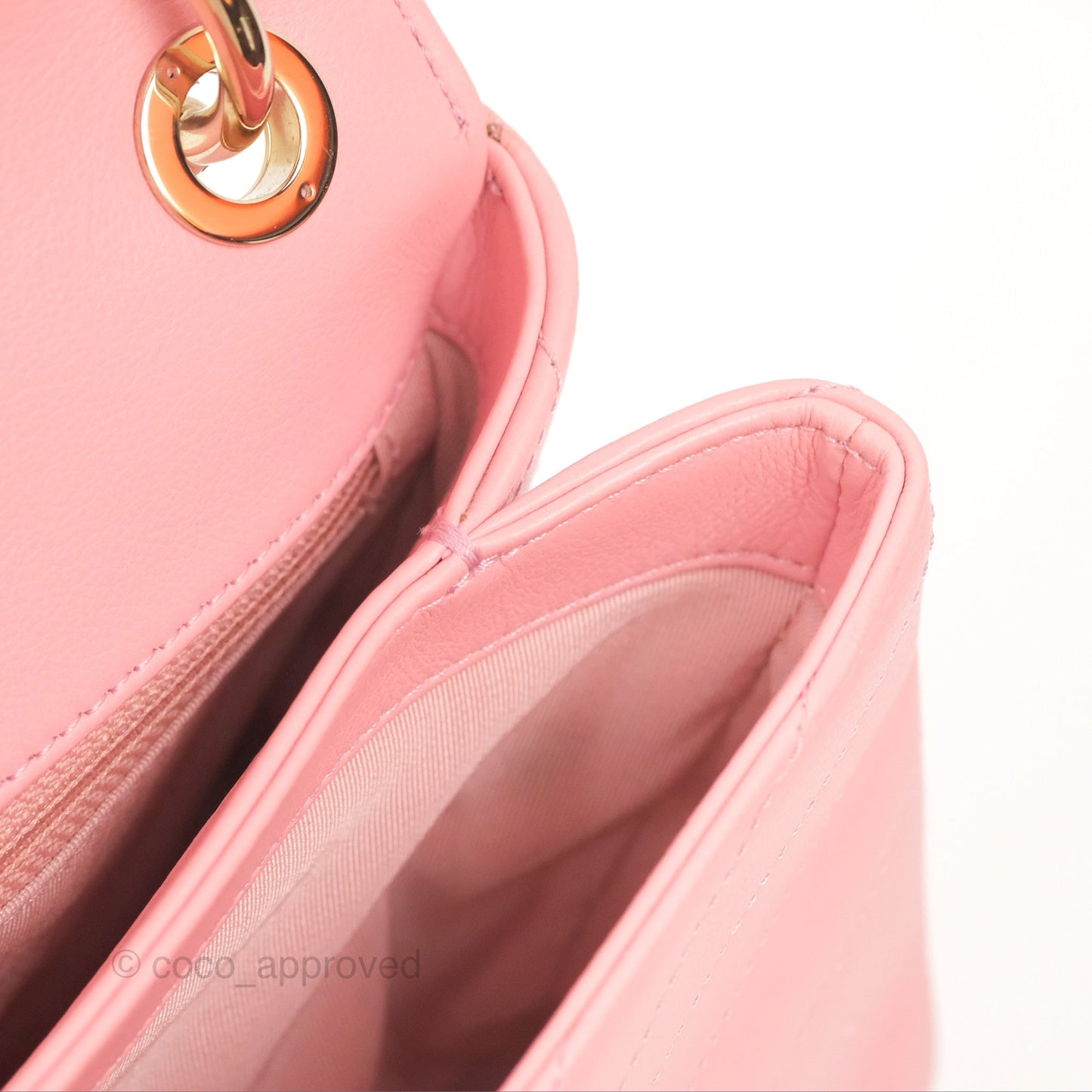 Chanel Small Chevron Chic Top Handle Flap Pink Grained Calfskin Gold Hardware