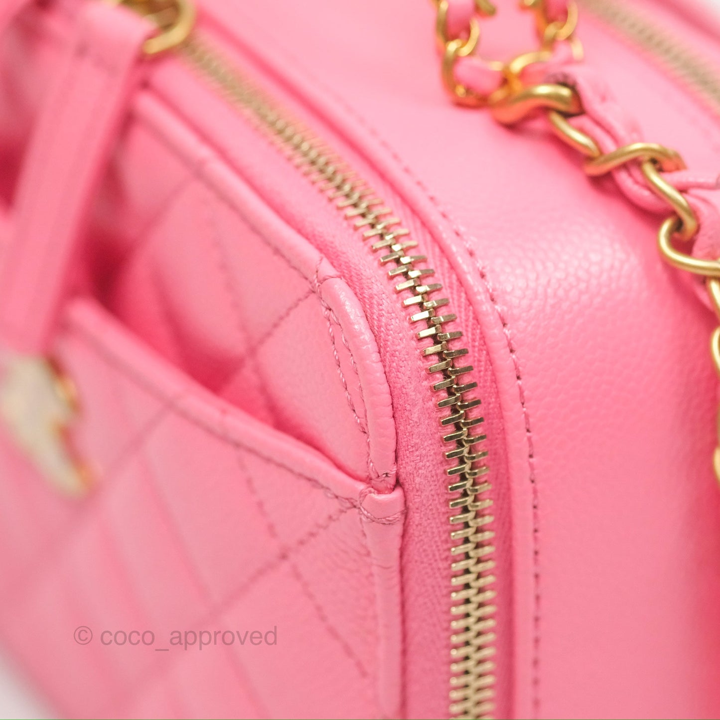 Chanel Caviar Quilted Pick Me Up Small Vanity Case Hot Pink
