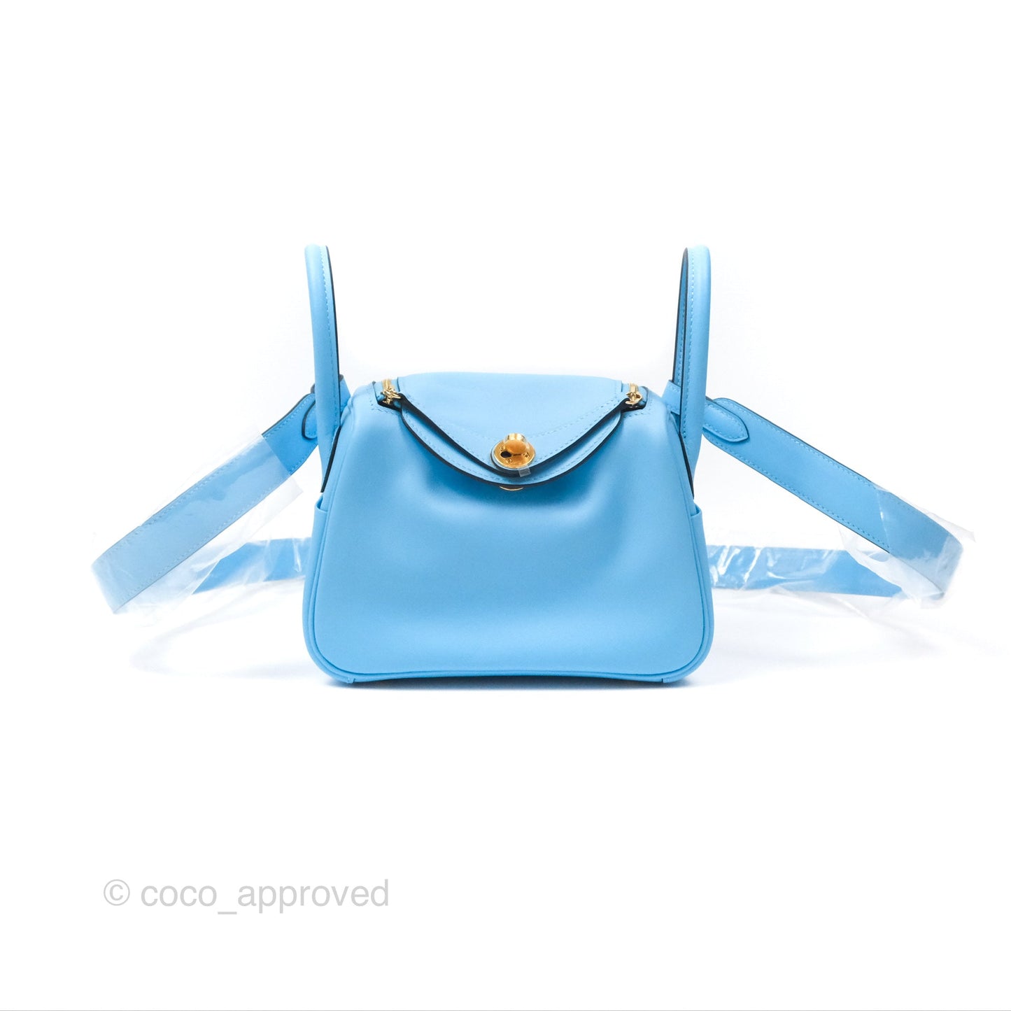 Hermès Mini Lindy 20 Celeste Swift Gold Hardware