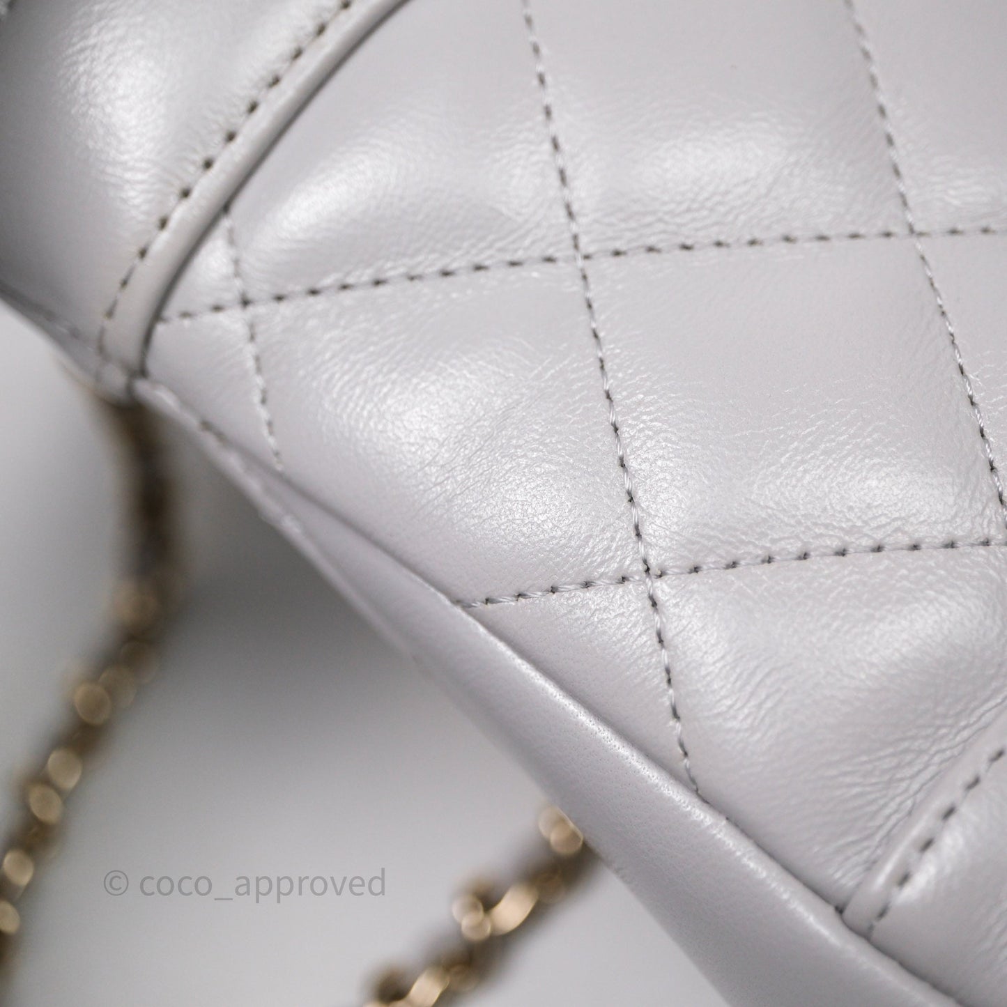 Chanel Nano 31 Grey Shiny Lambskin Gold Hardware