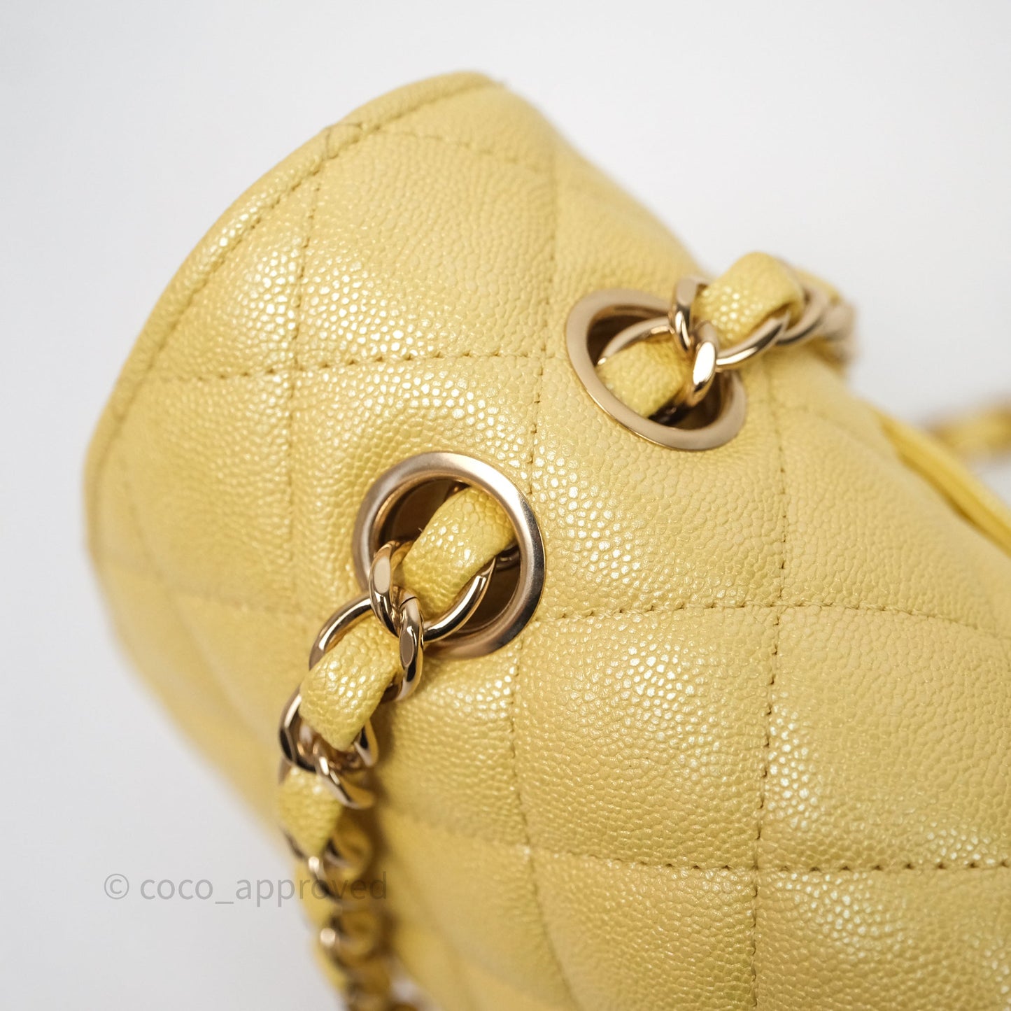 Chanel Classic M/L Medium Flap Quilted Iridescent Yellow Caviar Gold Hardware
