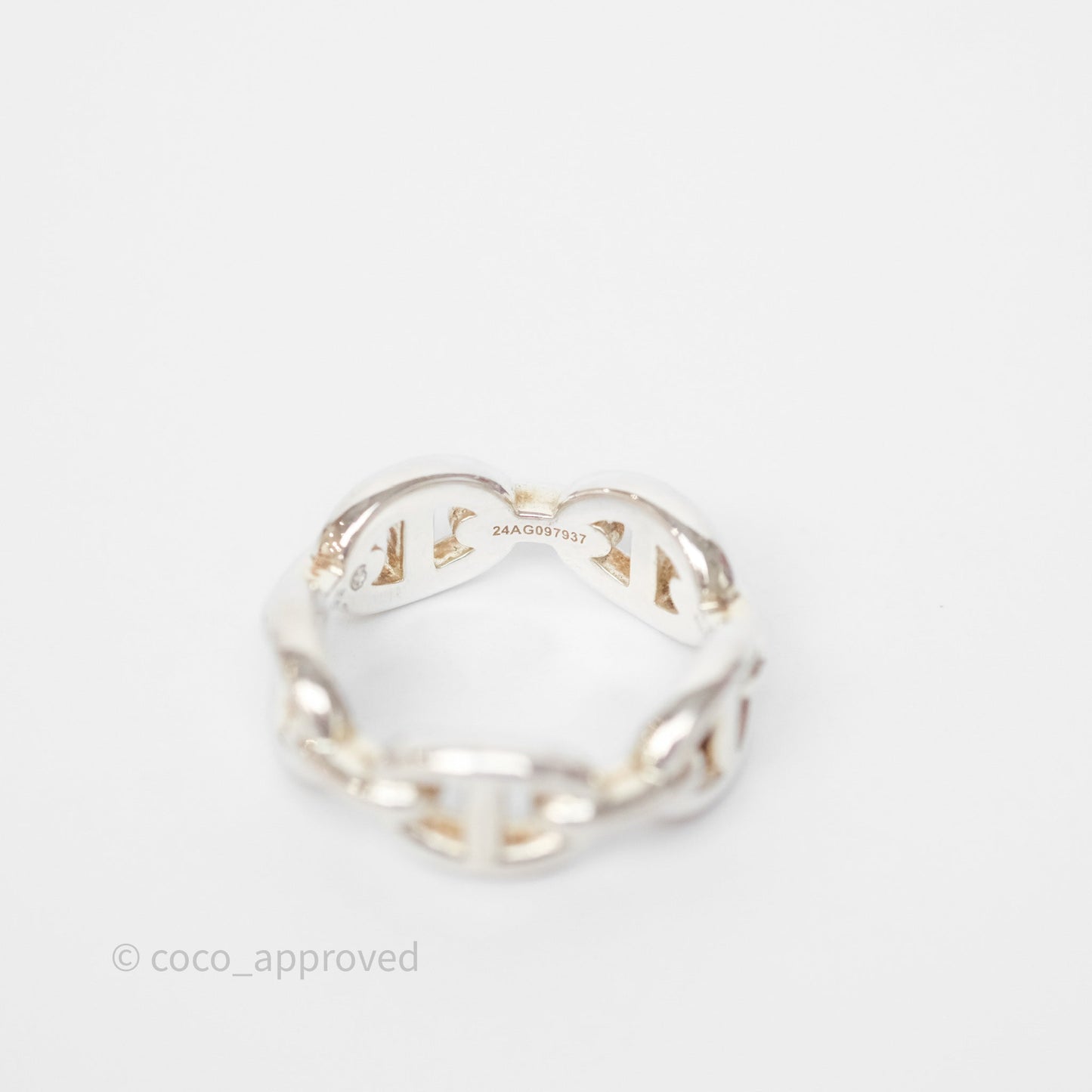 Hermès Chaine d'Ancre Enchainee Ring PM Sterling Silver Size 51