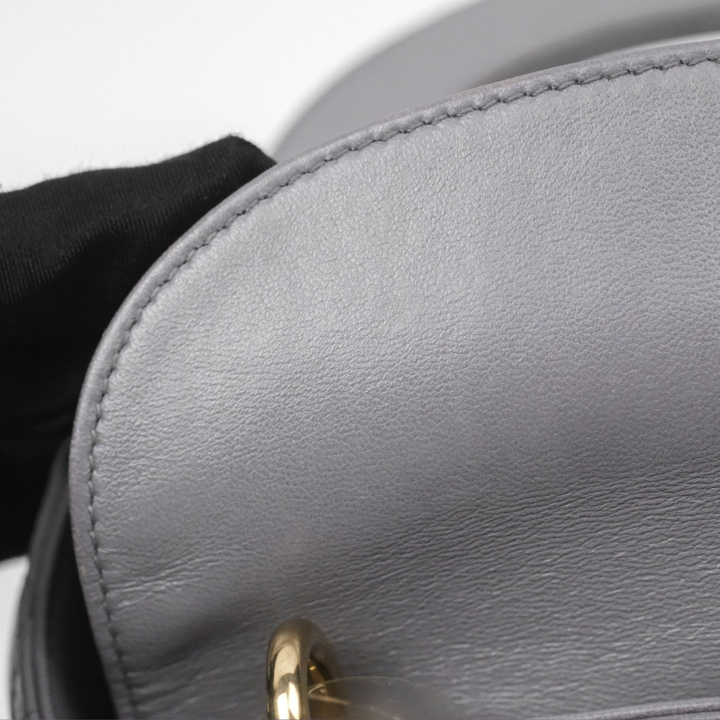 Christian Dior Mini Lady Dior Grey Lambskin Cannage Gold Hardware