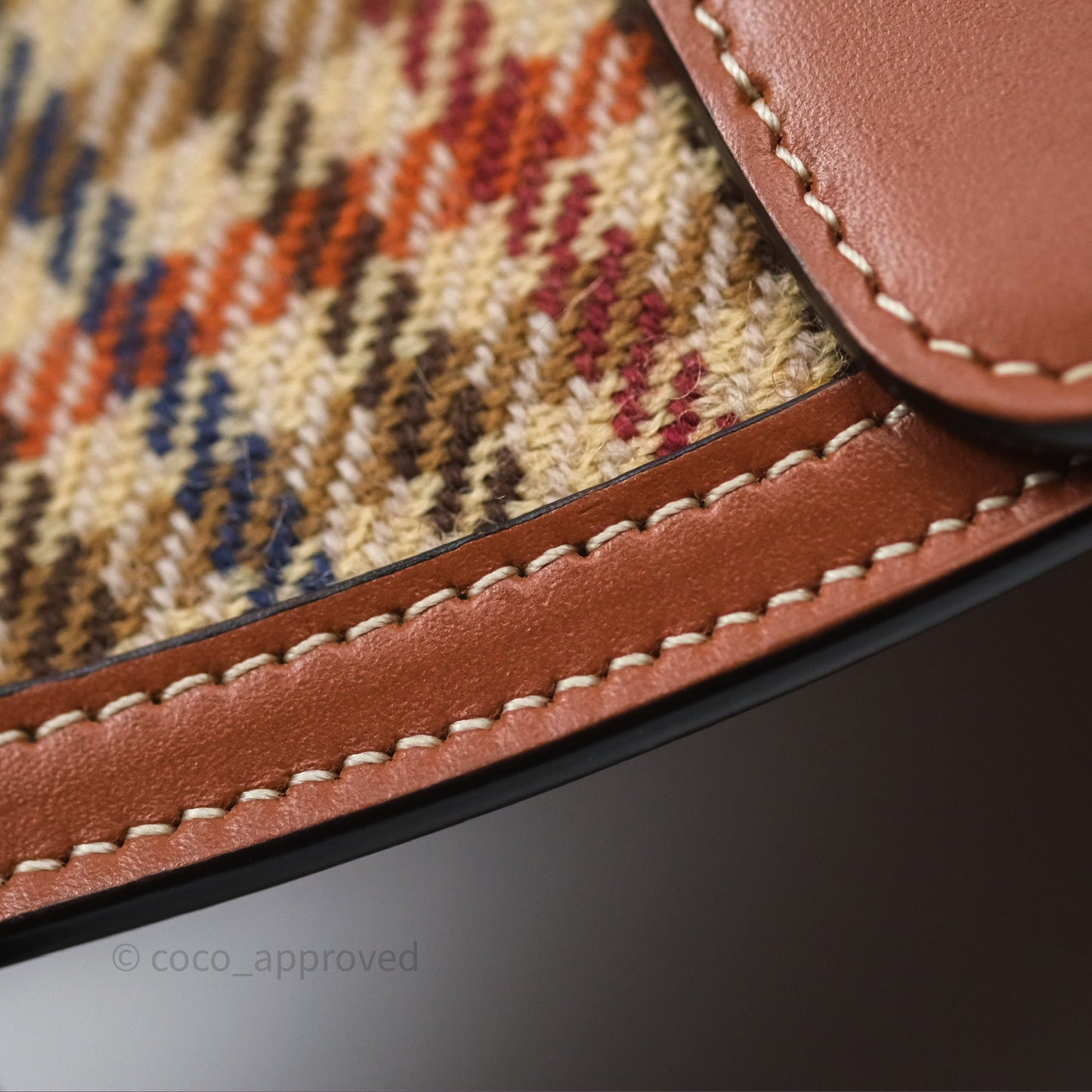 Celine Clutch on Strap in Tartan Textile and Natural Calfskin