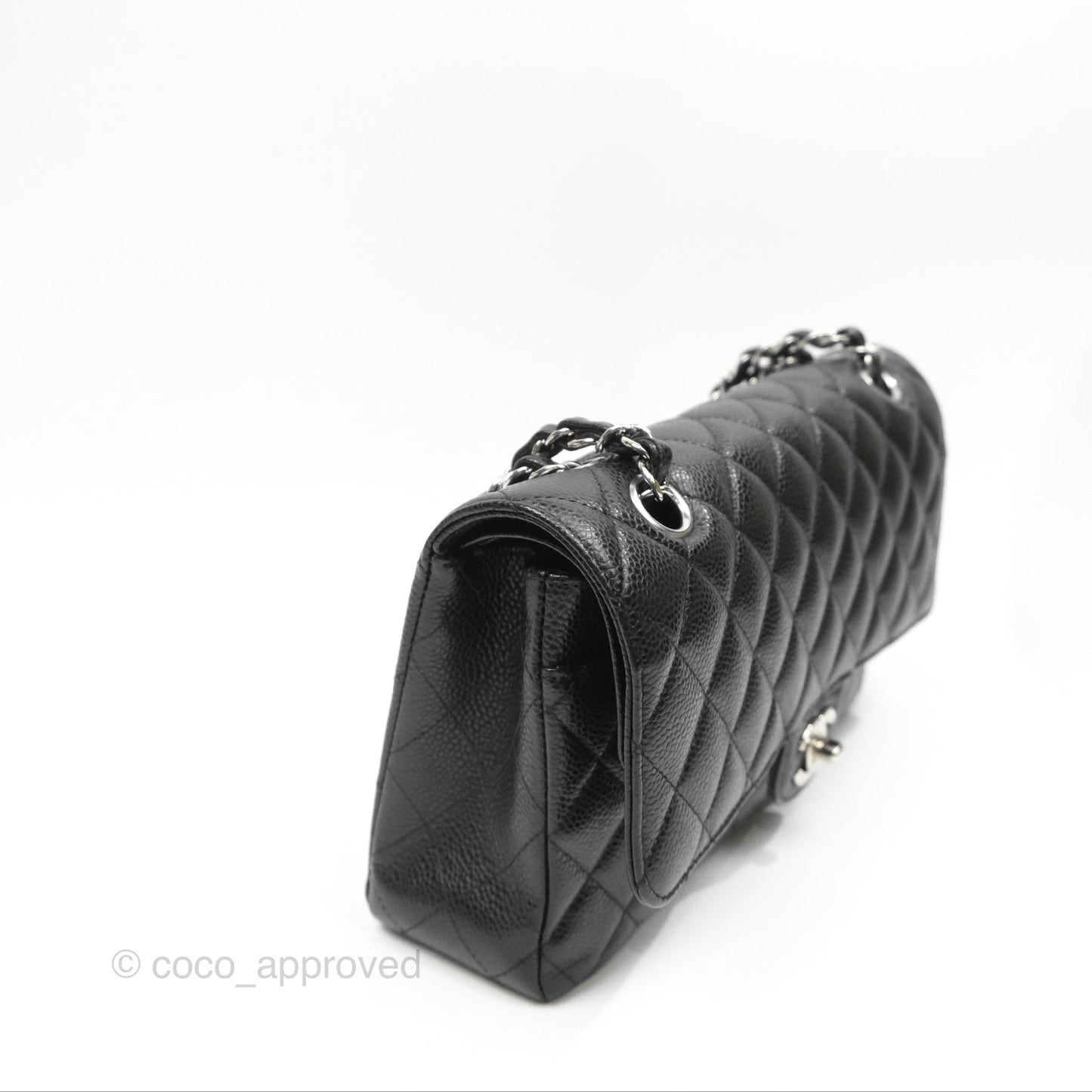 Chanel Classic M/L Medium Flap Quilted Black Caviar Silver Hardware