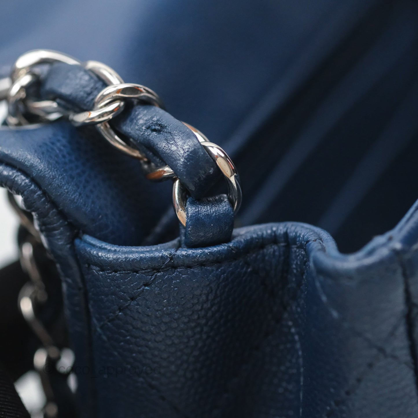 Chanel Mini Square Flap Quilted Navy Caviar Silver Hardware