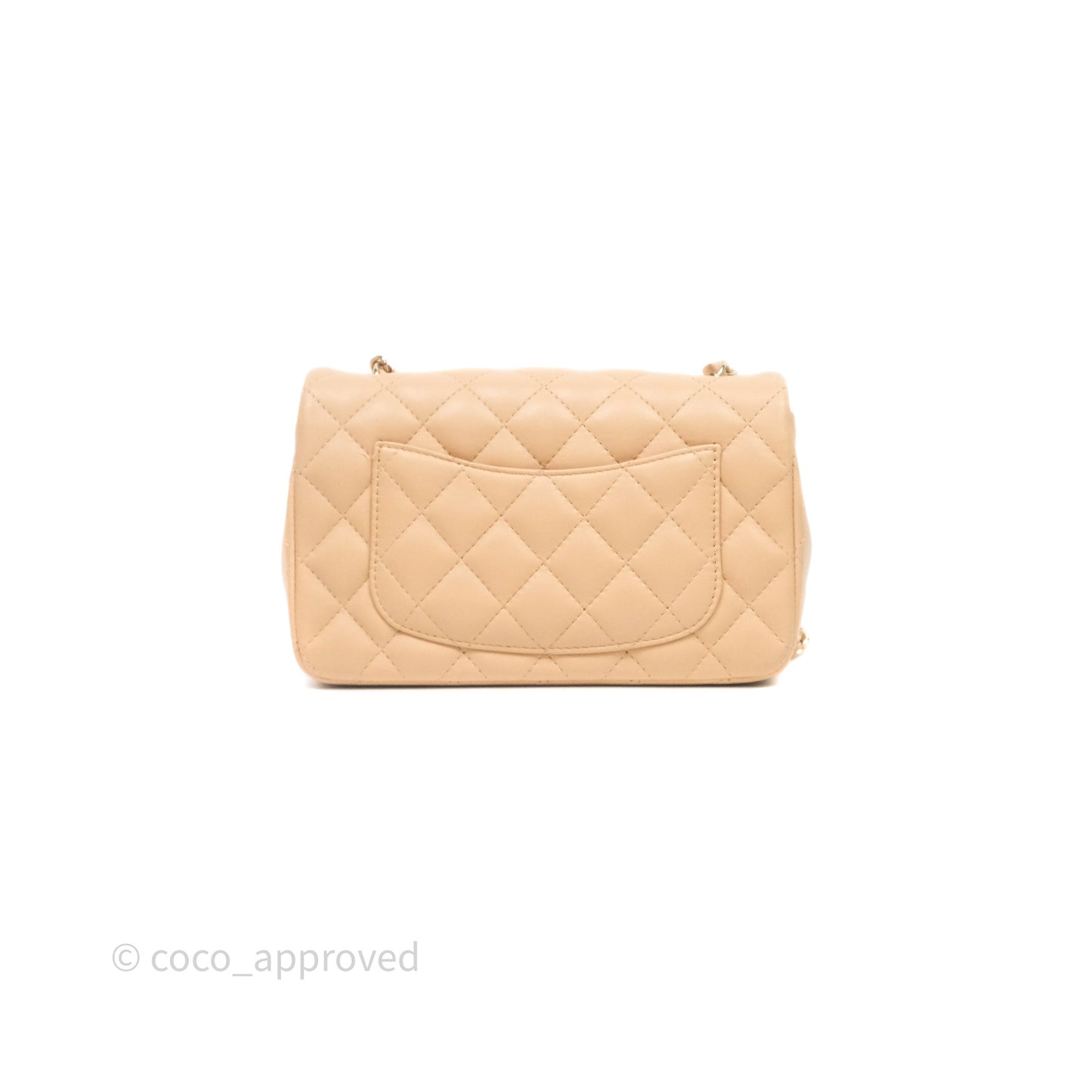 Chanel Mini Rectangular Quilted Beige Lambskin Light Gold Hardware