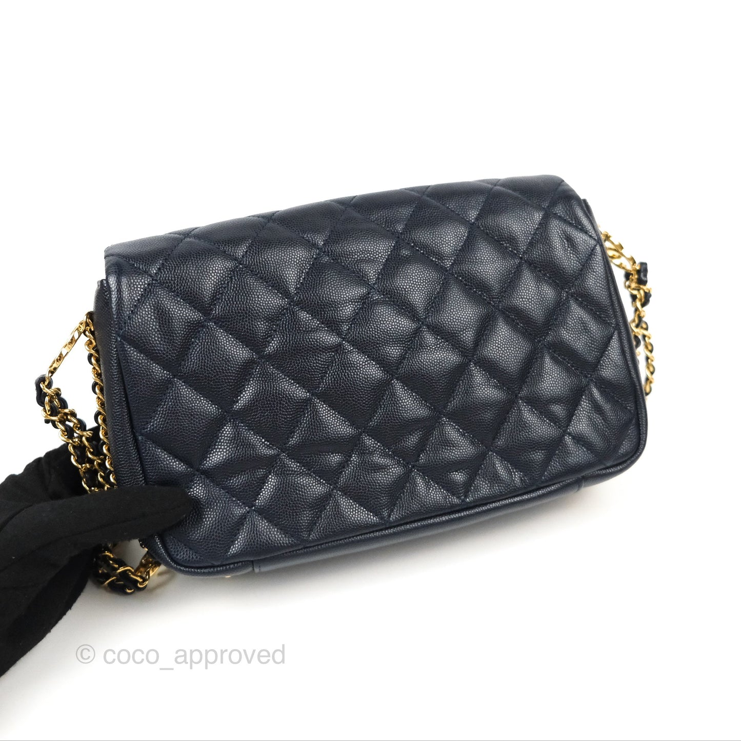 Chanel Quilted CC You Flap Navy Blue Caviar Gold Hardware 23C
