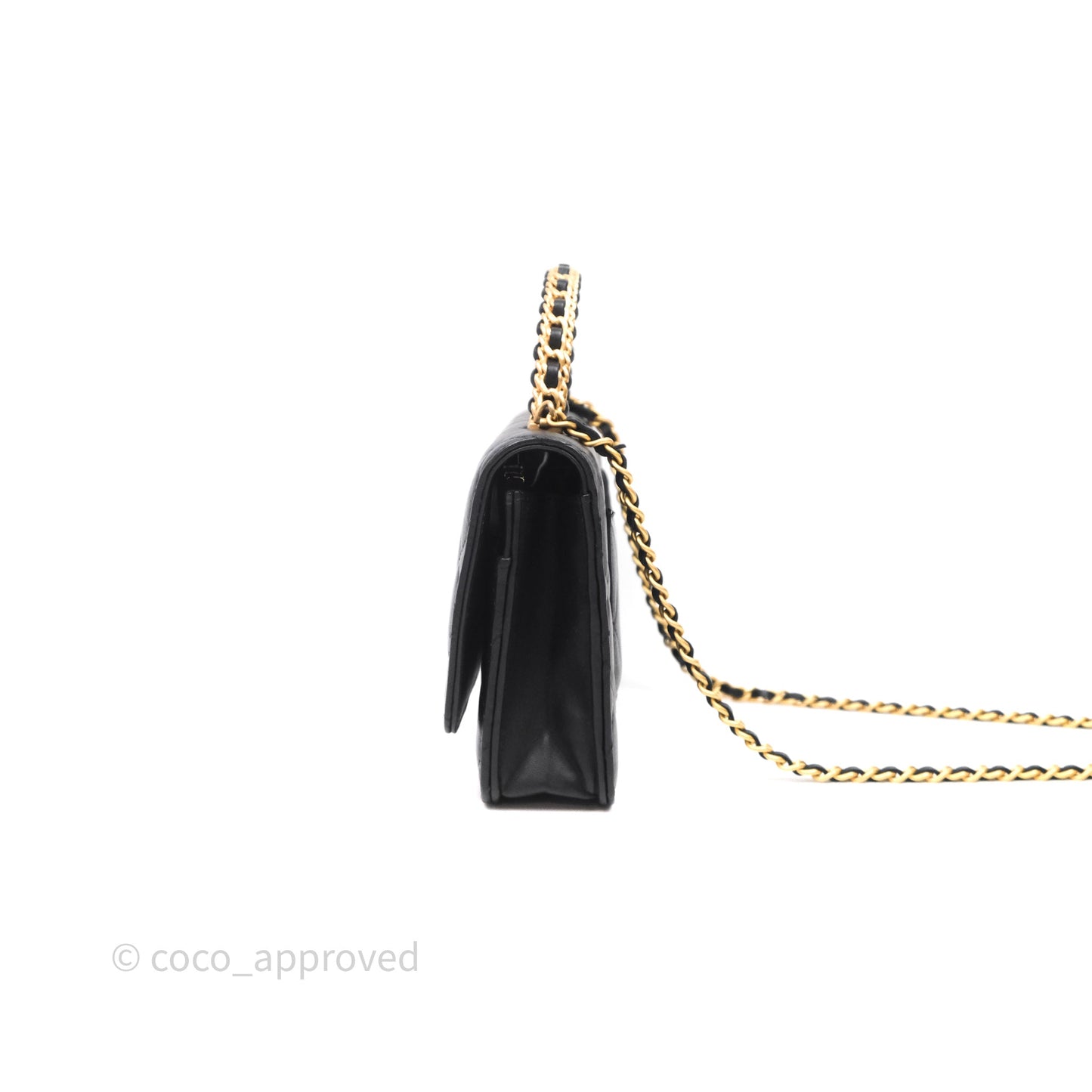 Chanel Top Handle Wallet On Chain WOC Black Lambskin Gold Hardware