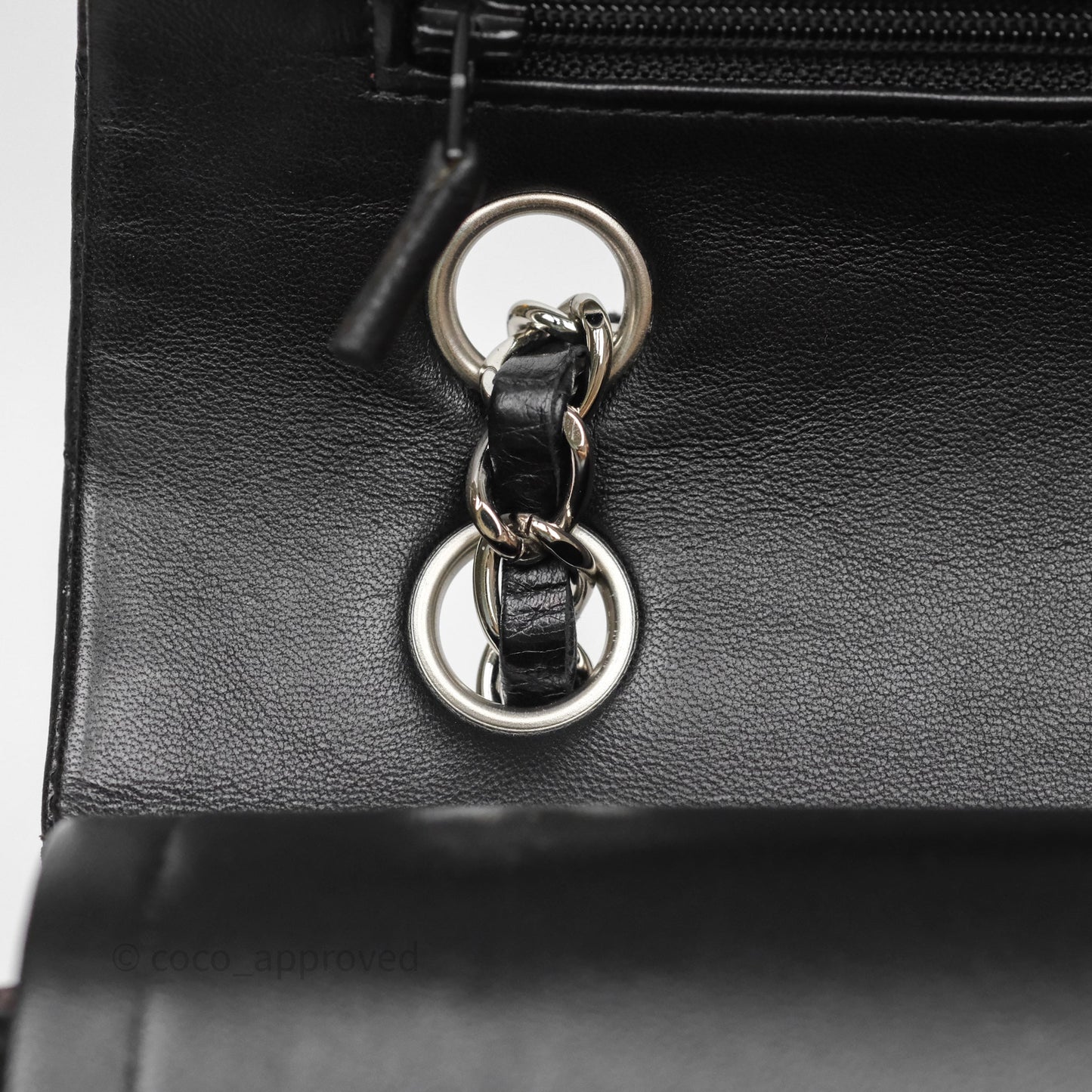 Chanel Classic M/L Medium Flap Quilted Black Lambskin Silver Hardware