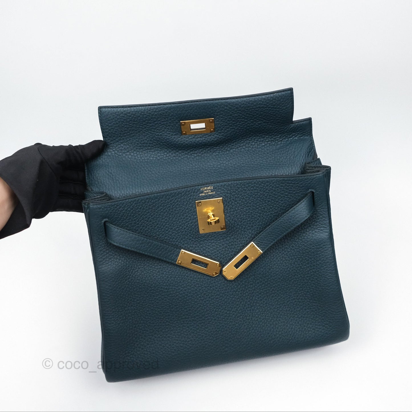 Hermès Kelly 28 Retourne Dark Green Clemence Gold Hardware