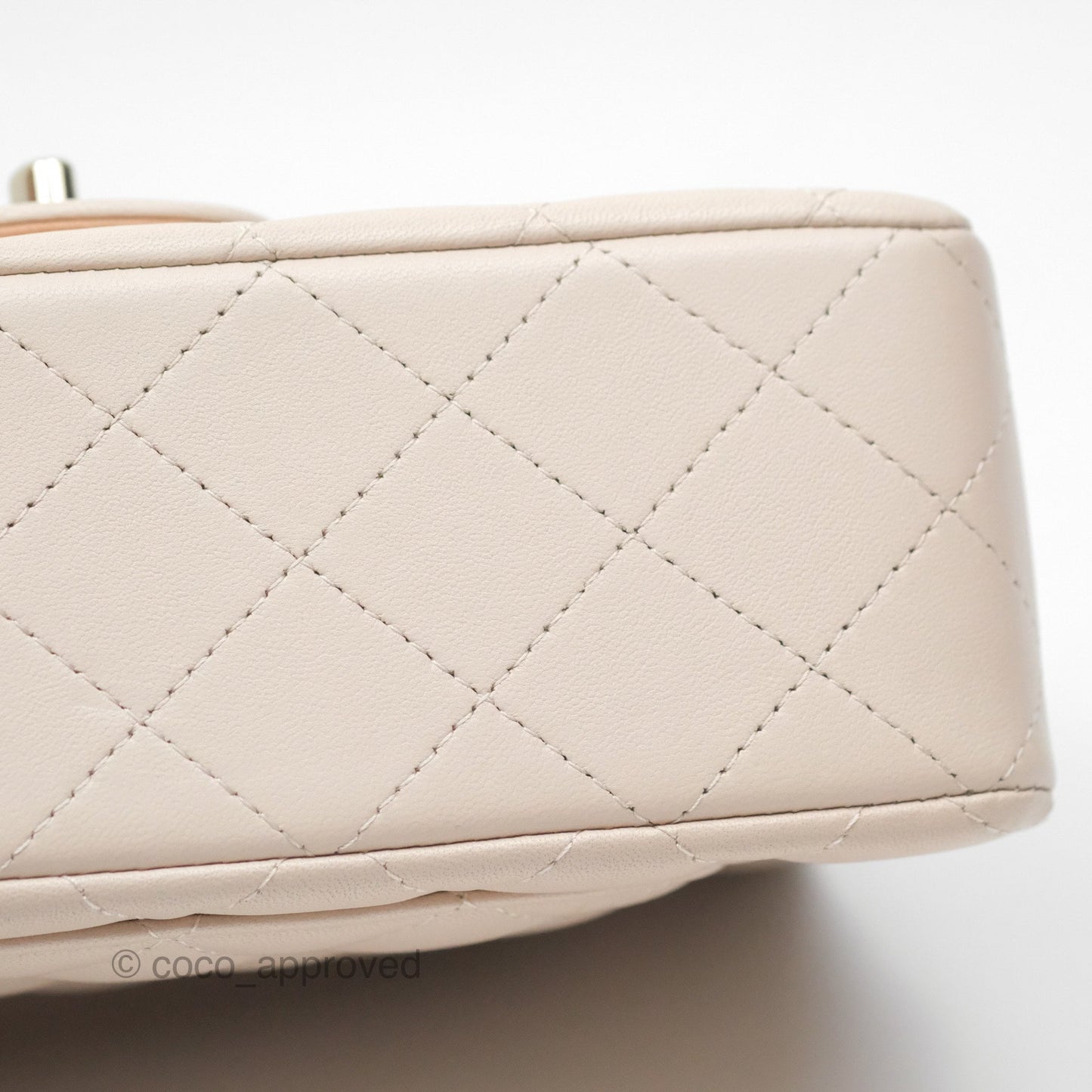 Chanel Top Handle Mini Rectangular Flap Bag Ecru/Beige Lambskin Gold Hardware 23P