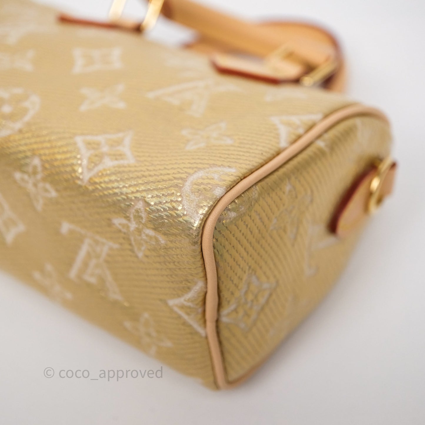 Louis Vuitton Nano Speedy Monogram Gold Jacquard Fabric