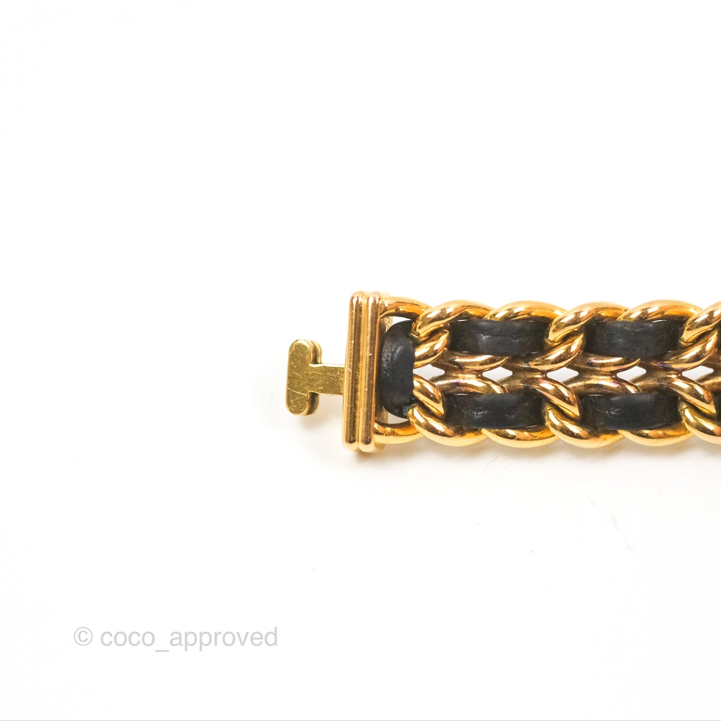 Chanel Vintage Première Watch Black Leather Gold Plated Size S