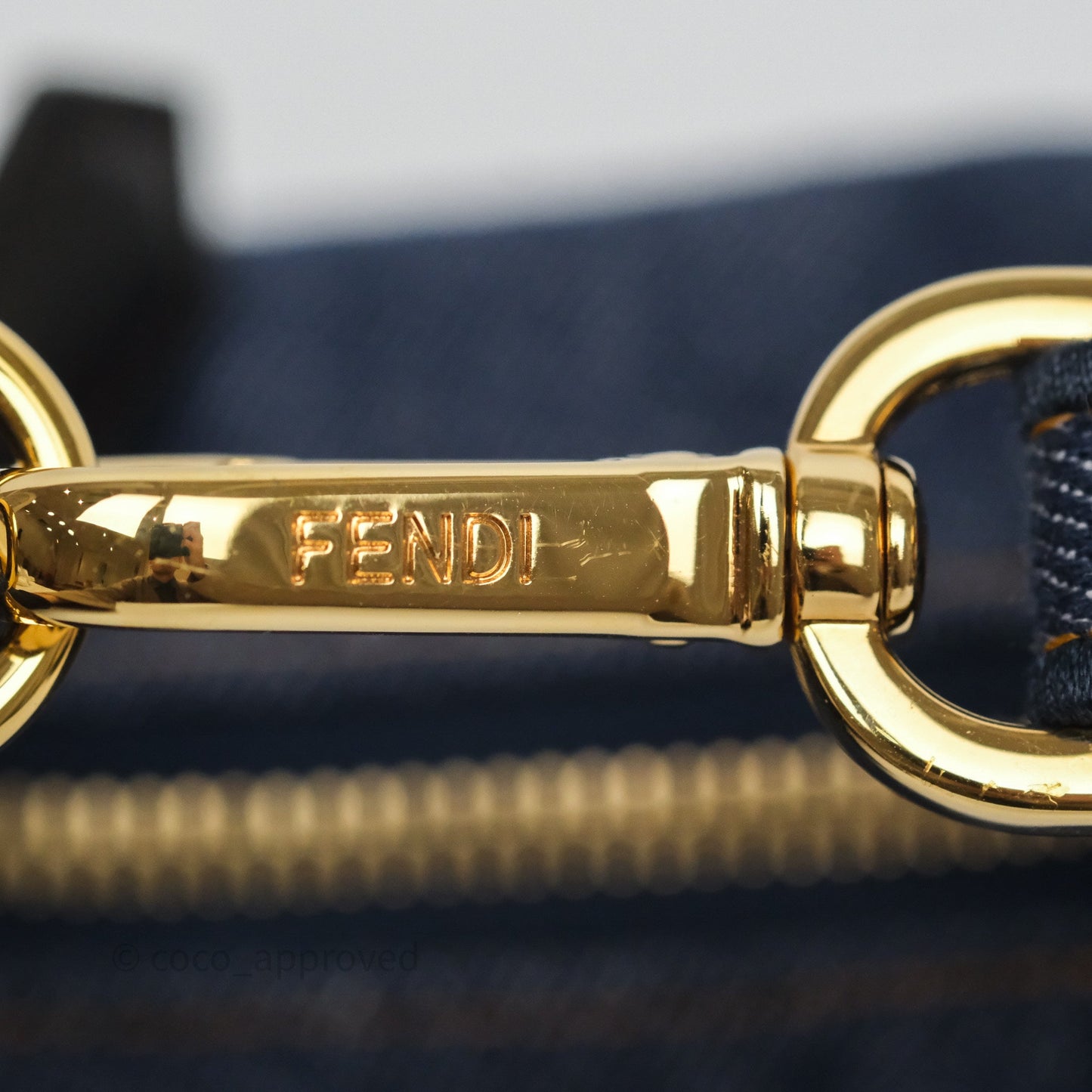 Fendi Nano Fendigraphy Hobo Charm Blue Denim