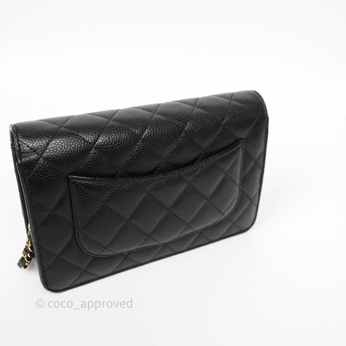 Chanel Classic Wallet On Chain WOC Quilted Black Caviar Gold Hardware