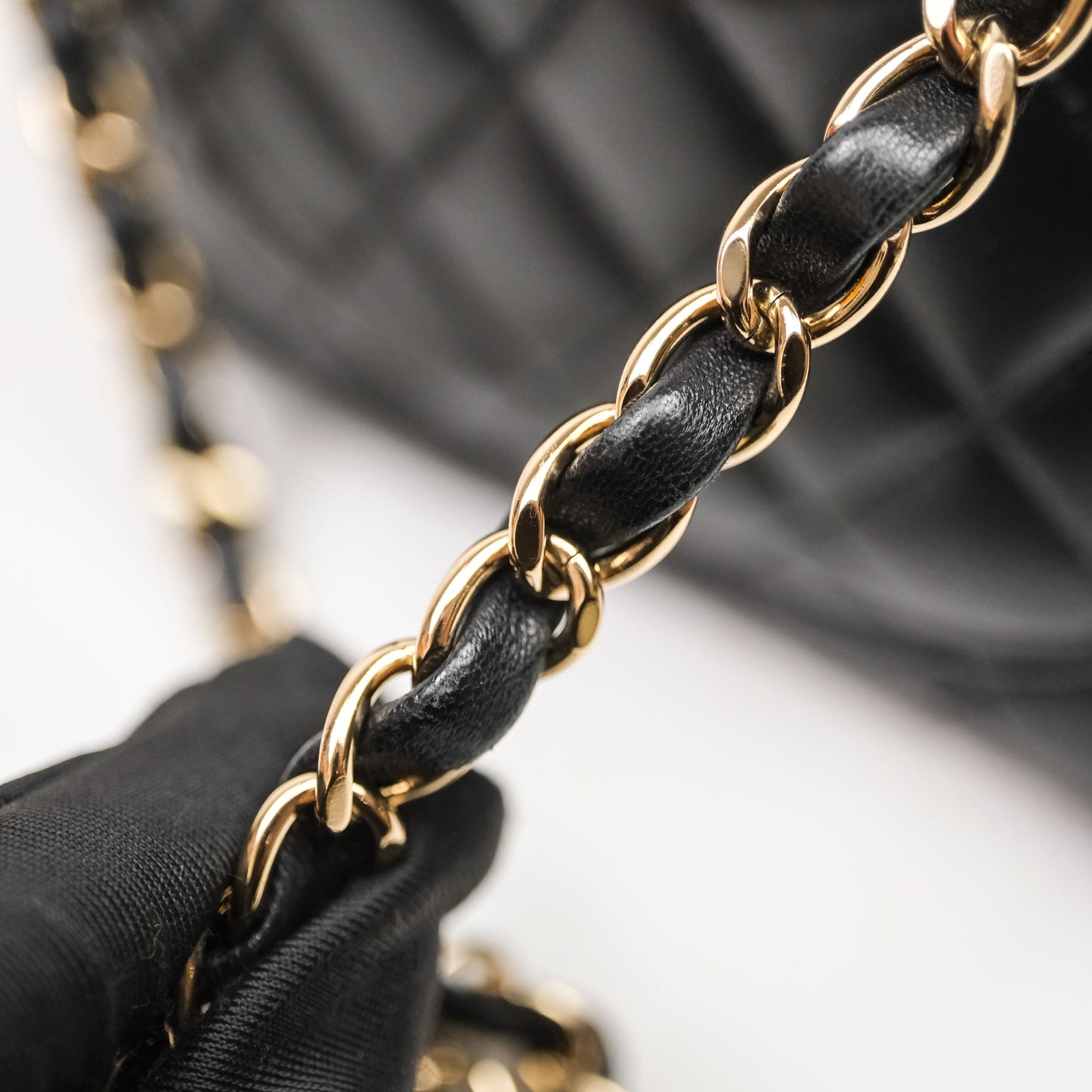 Chanel Mini Square Quilted Black Lambskin Gold Hardware