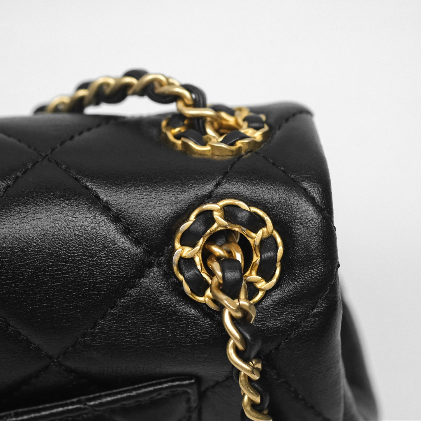 Chanel Flap Bag Black Lambskin Aged Gold Hardware 24P