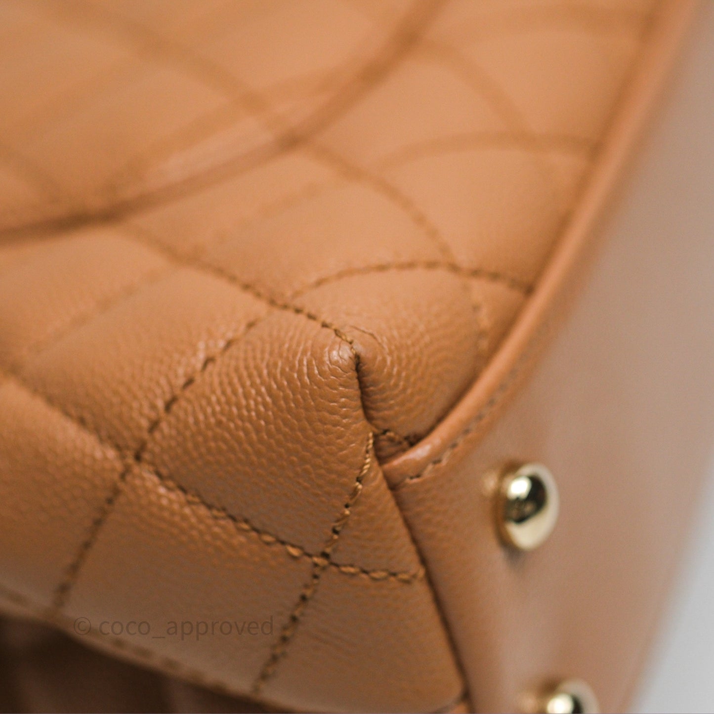Chanel Small Coco Handle Dark Beige Caramel Caviar Gold Hardware