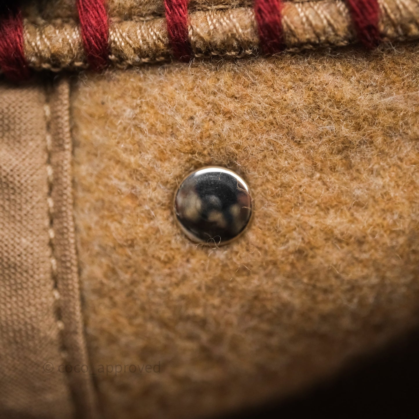 Hermès Saint Honore Beret Cashmere Biscuit 48/ Rouge H 55