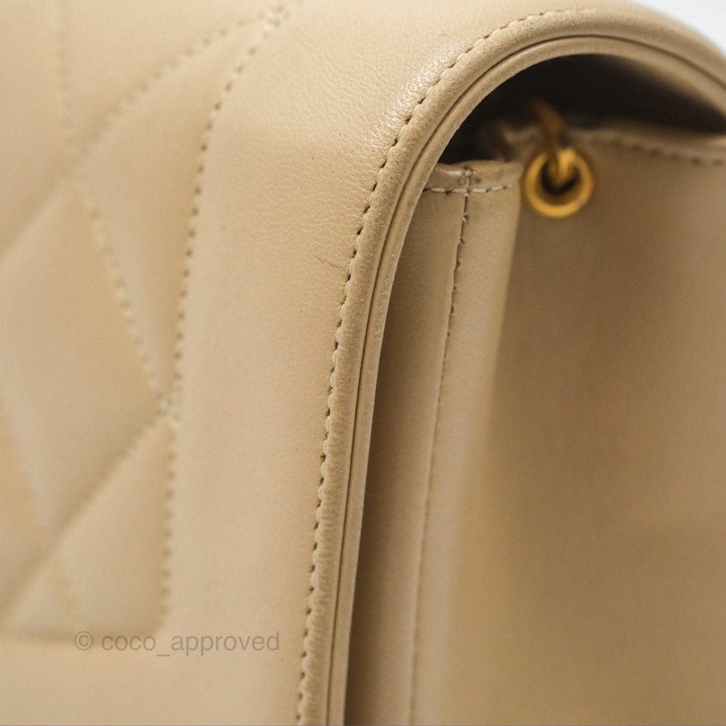 Chanel Vintage Small Quilted Classic Diana Flap Bag Beige Lambskin 24K Gold Hardware