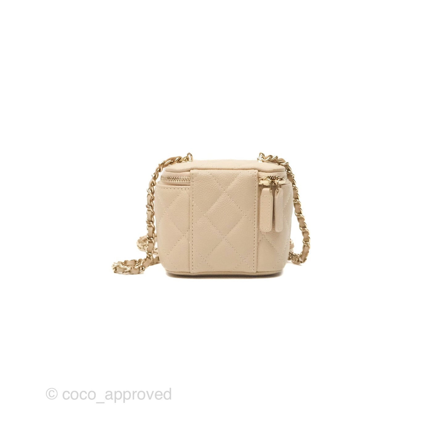 Chanel Mini Vanity With CC Chain Light Beige Caviar Gold Hardware