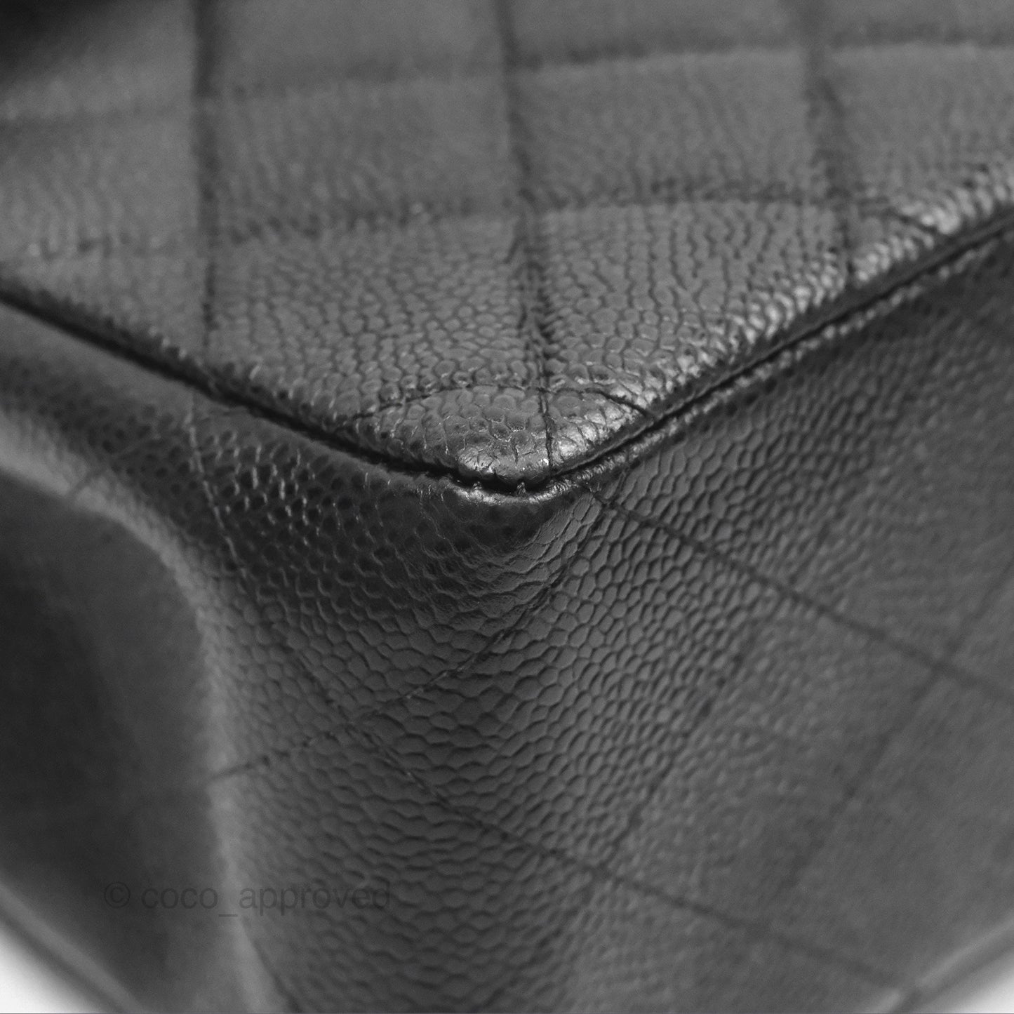 Chanel Classic Vintage Jumbo Single Flap Black Caviar Silver Hardware