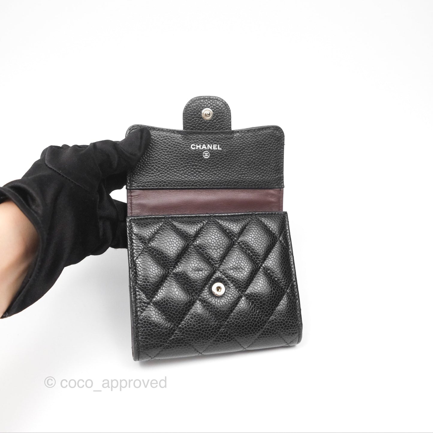 Chanel Classic Short Flap Wallet Black Caviar Silver Hardware