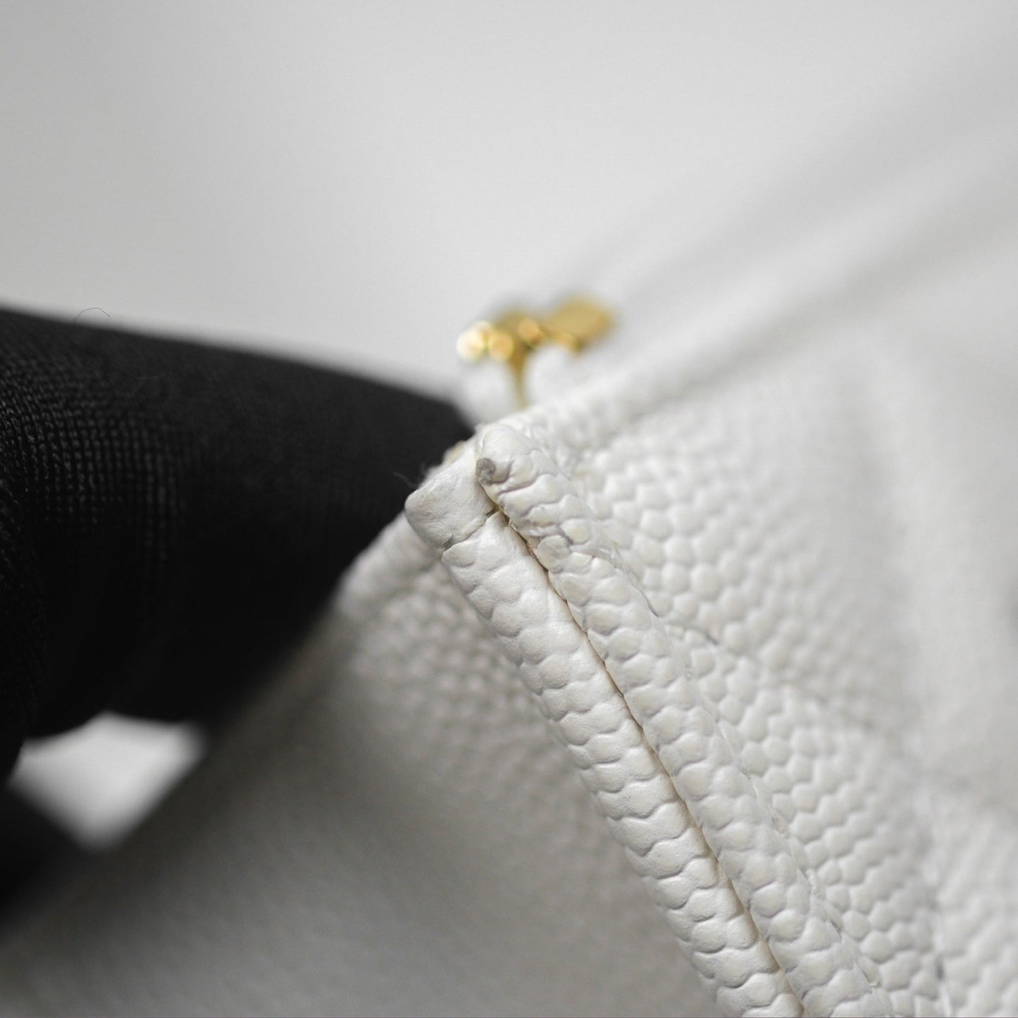 Chanel Mini WOC Bag Charm White Caviar Gold Hardware