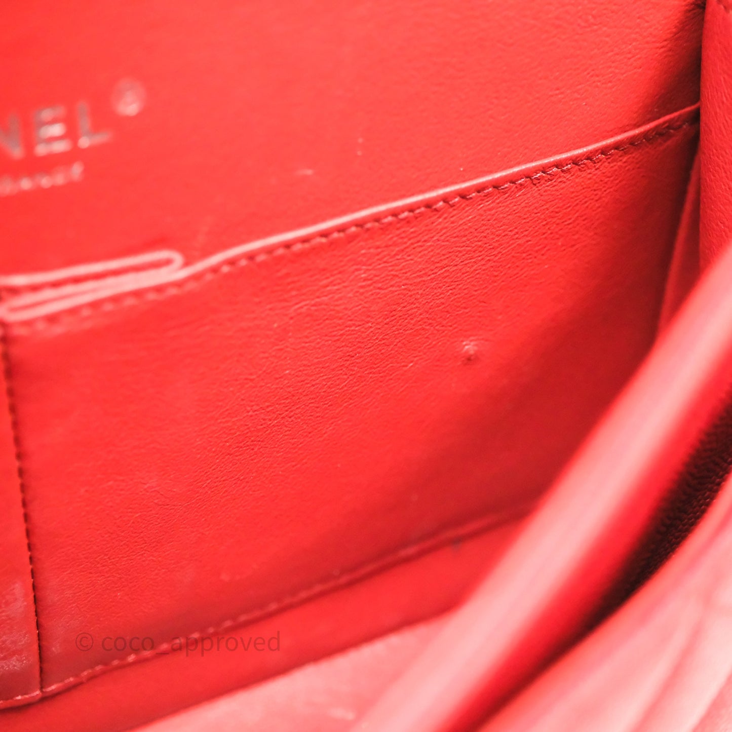 Chanel Classic M/L Medium Flap Quilted Red Caviar Silver Hardware