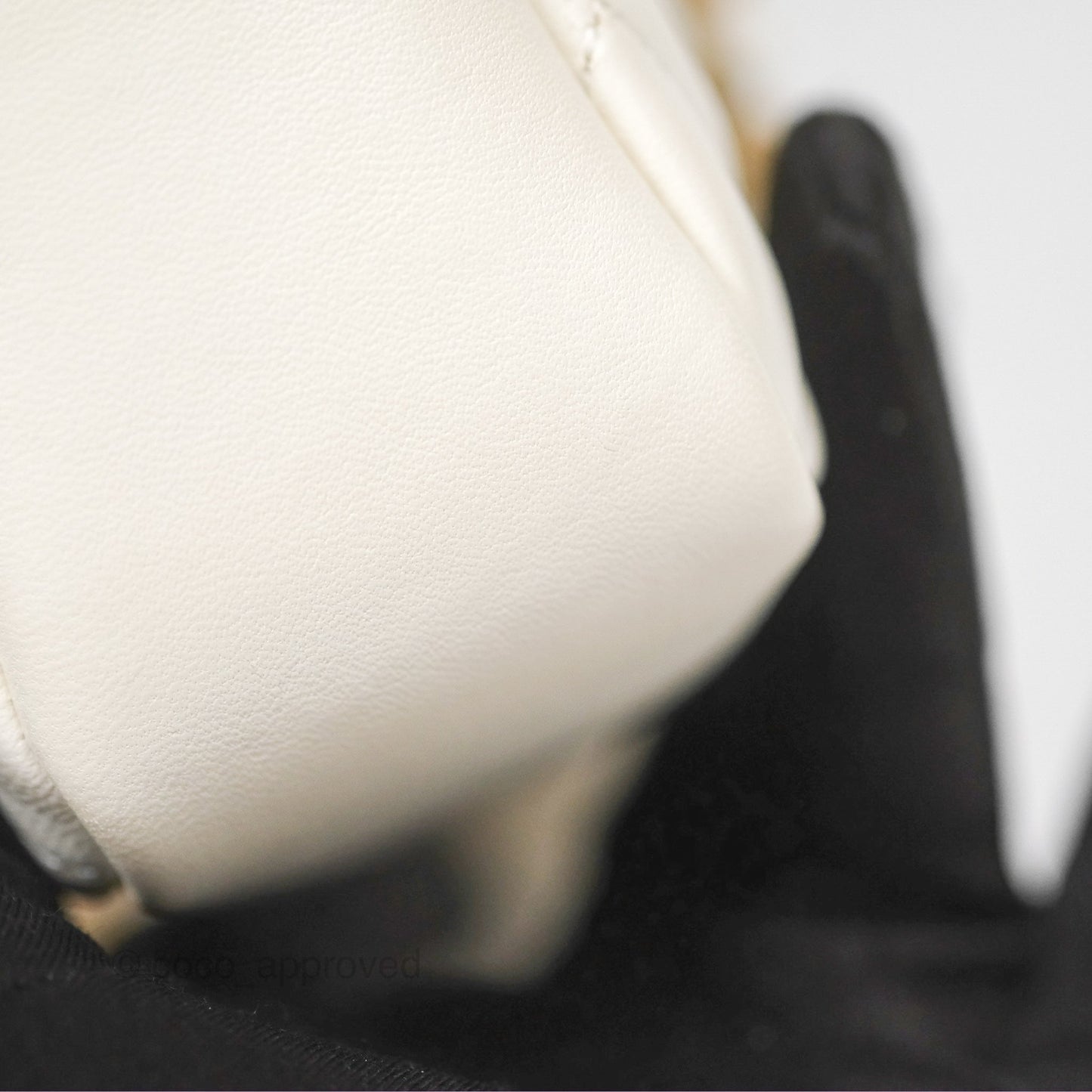 Chanel Pearl Chain Mini Flap Bag White Lambskin Aged Gold Hardware 24P