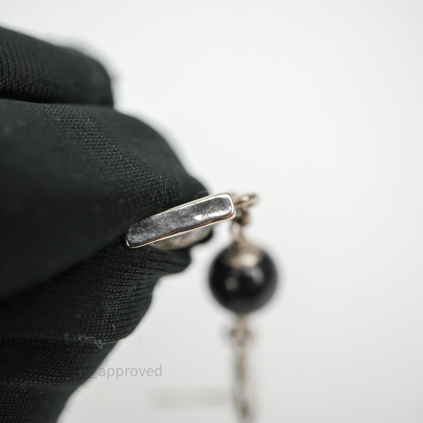 Chanel CC Black/ Green Resin Drop Earrings Silver Tone 26X