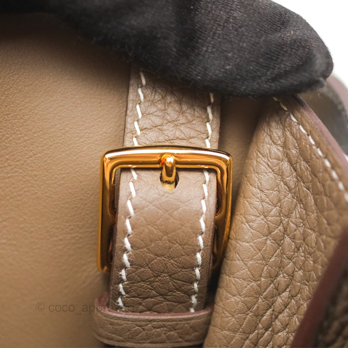 Hermès Halzan 31 Etoupe Clemence Gold Hardware