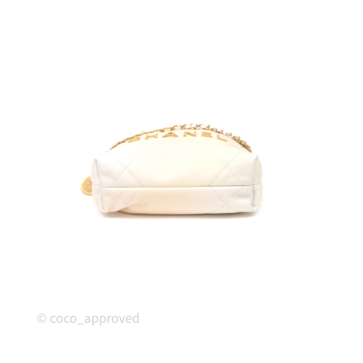 Chanel 22 Mini Bag Iridescent Light Pearly Calfskin Aged Gold Hardware