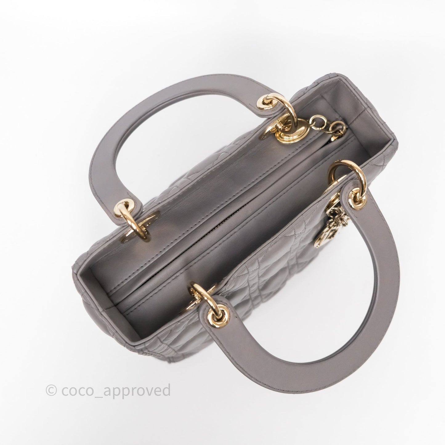 Christian Dior Medium Lady Dior Grey Lambskin Gold Hardware