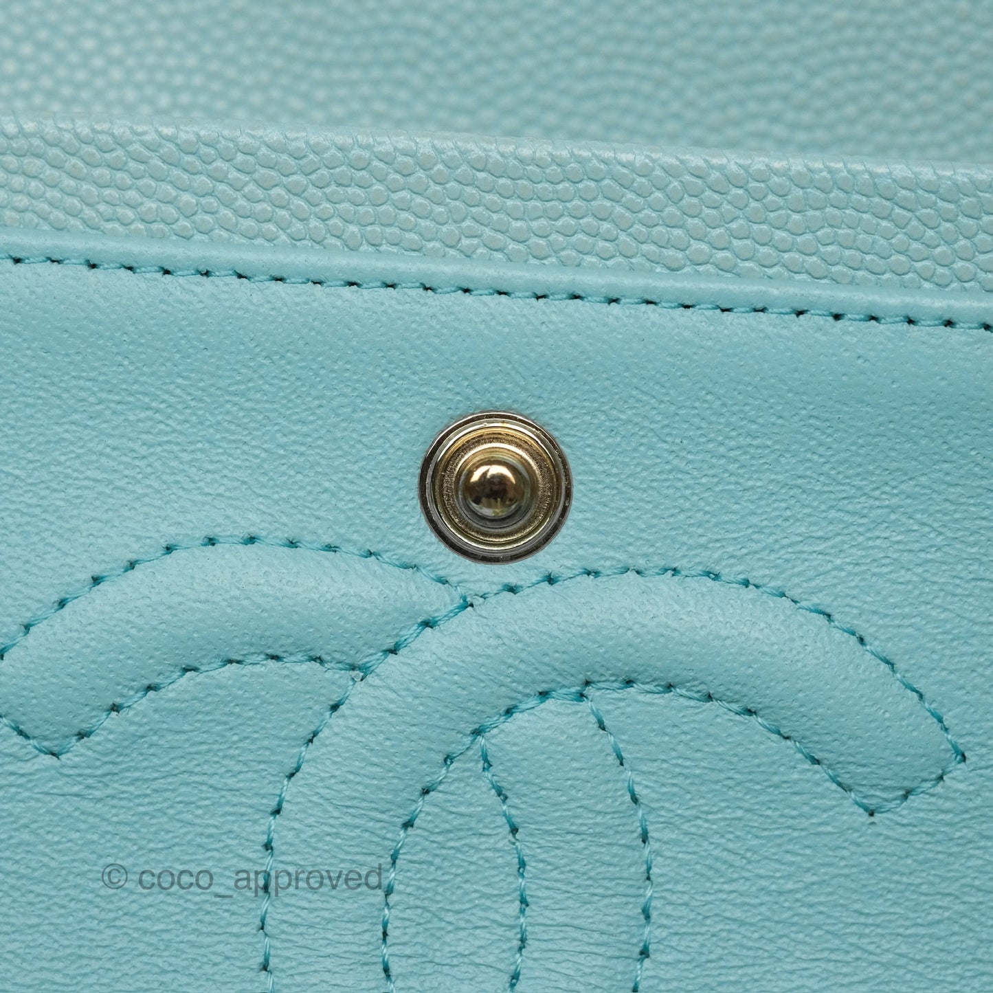 Chanel Small S/M Classic Flap Quilted Tiffany Blue Caviar Gold Hardware