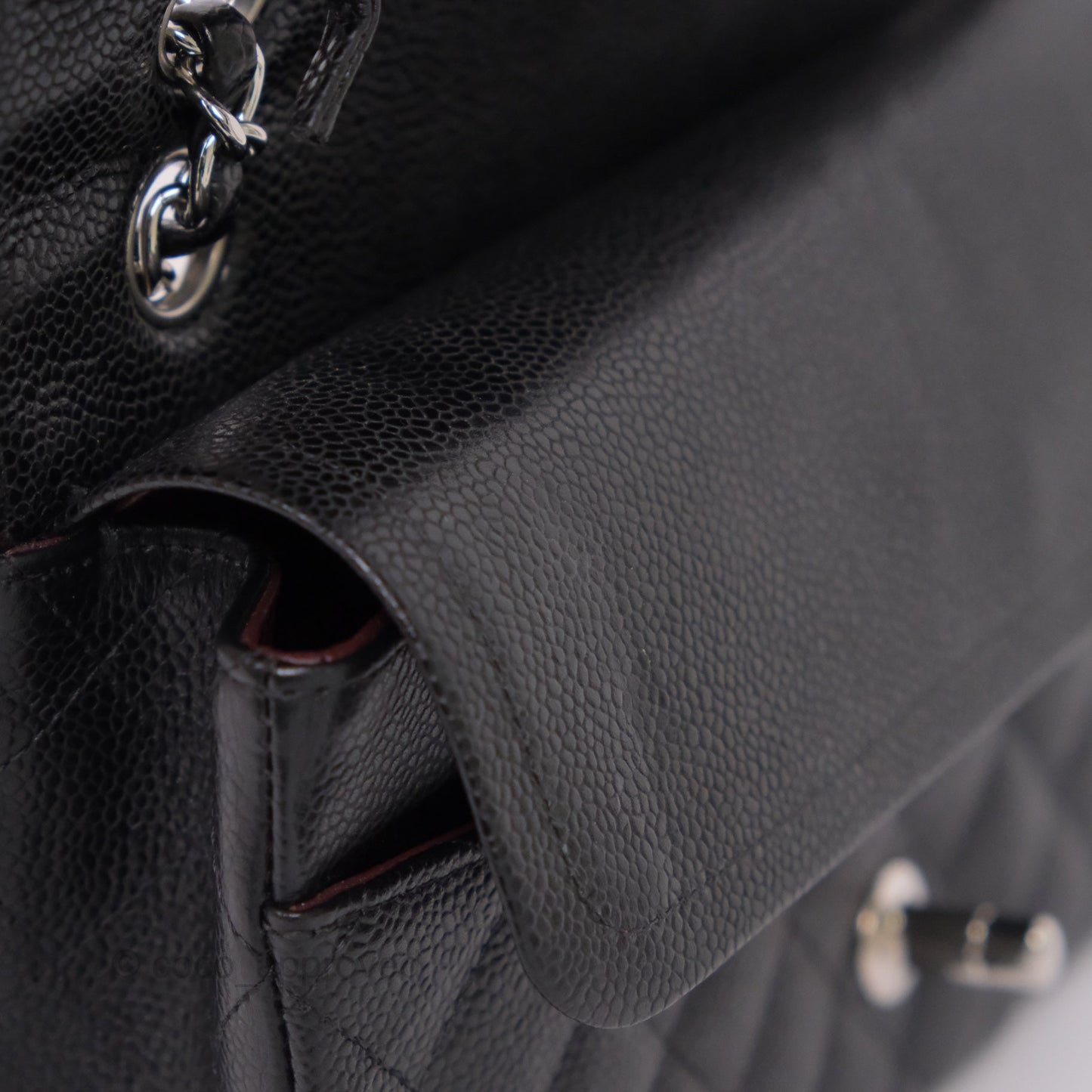 Chanel Classic M/L Medium Flap Quilted Black Caviar Silver Hardware