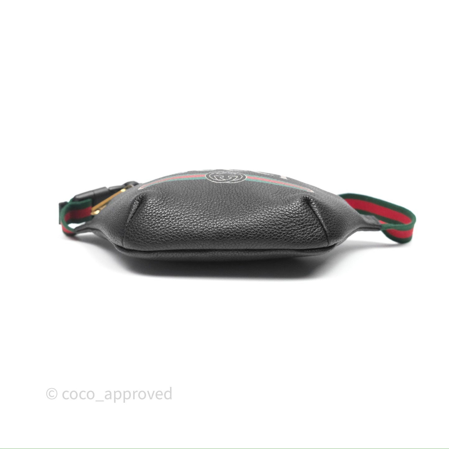 Gucci Logo Print Belt Bag Black Grained Calfskin
