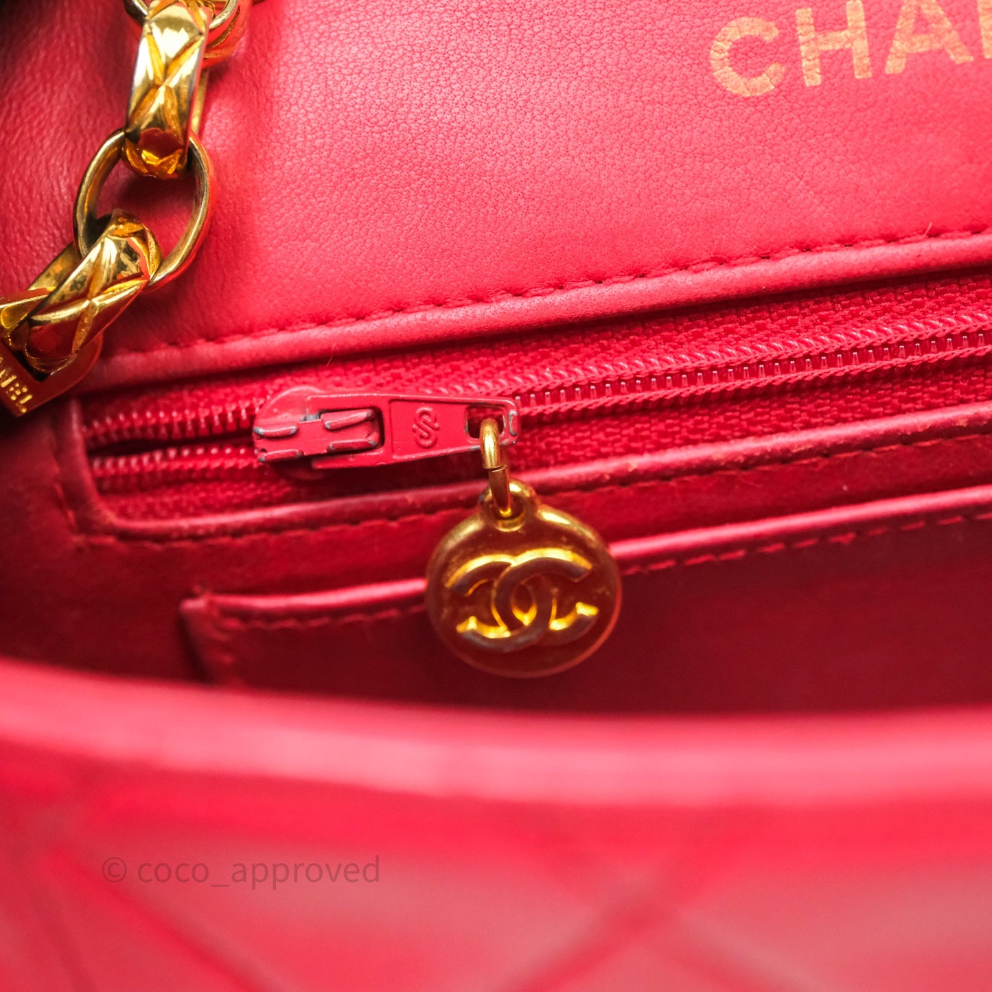 Chanel Vintage Mini Bijoux Chain Flap Bag Red Gold Hardware