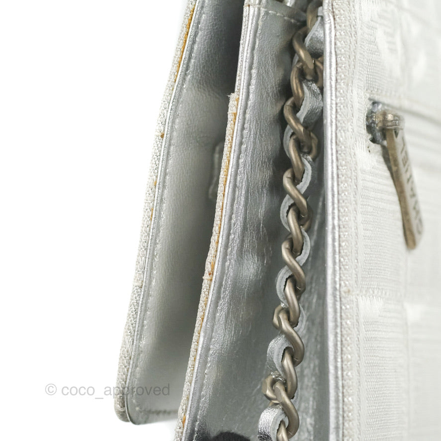Chanel Vintage Wallet on Chain Silver Ice Cube Fabric