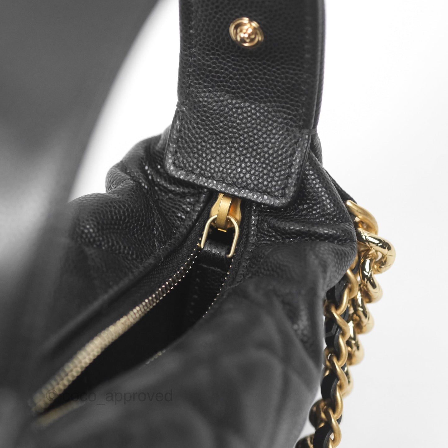 Chanel Bow Hobo Pouch Black Caviar Gold Hardware 24S