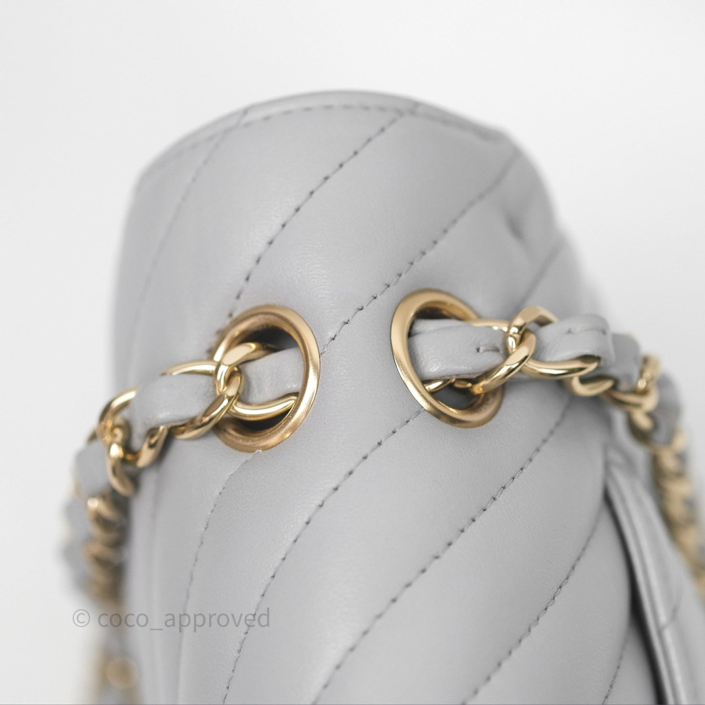 Chanel Classic M/L Medium Flap Chevron Grey Lambskin Gold Hardware