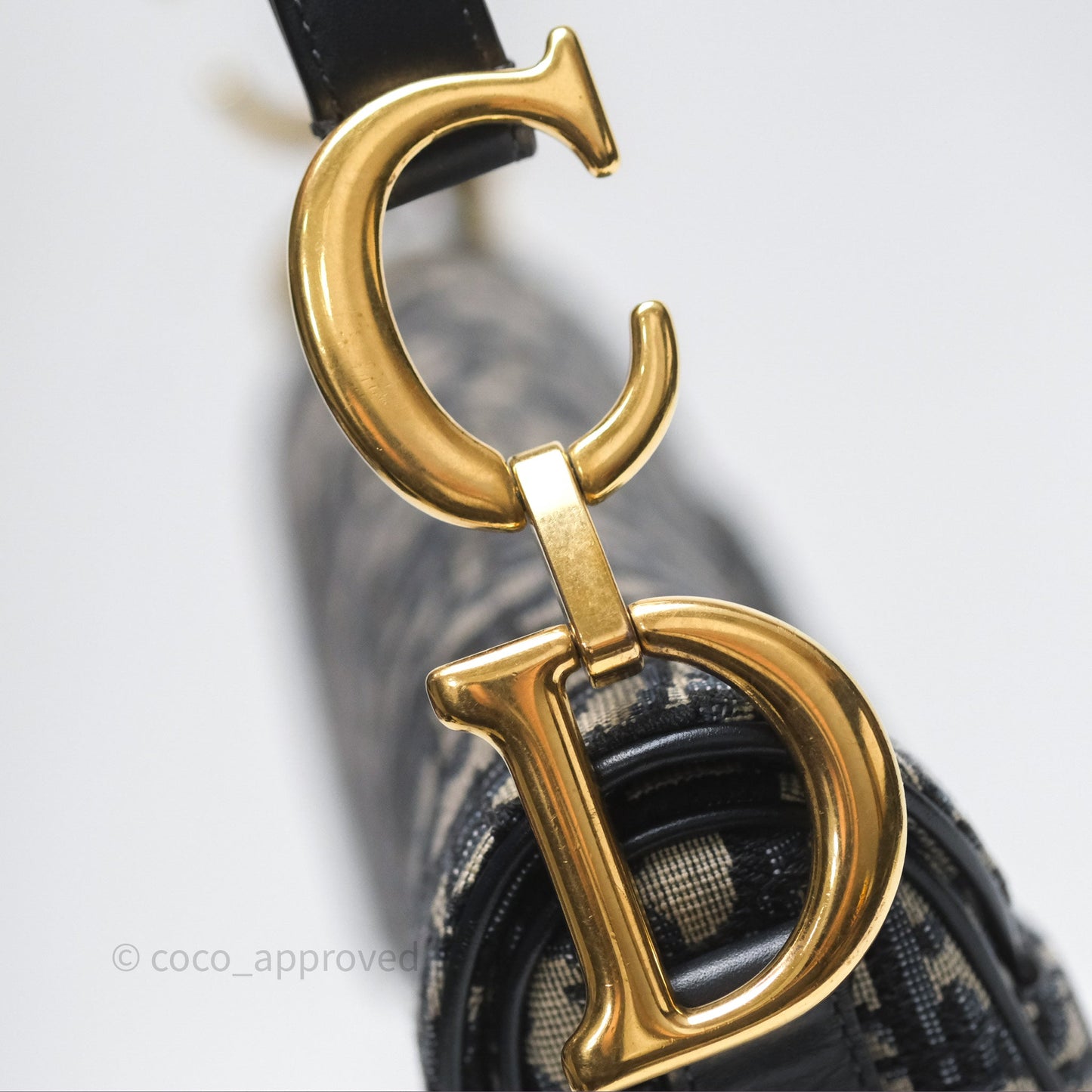 Christian Dior Saddle Bag Blue Oblique Jacquard Gold Hardware