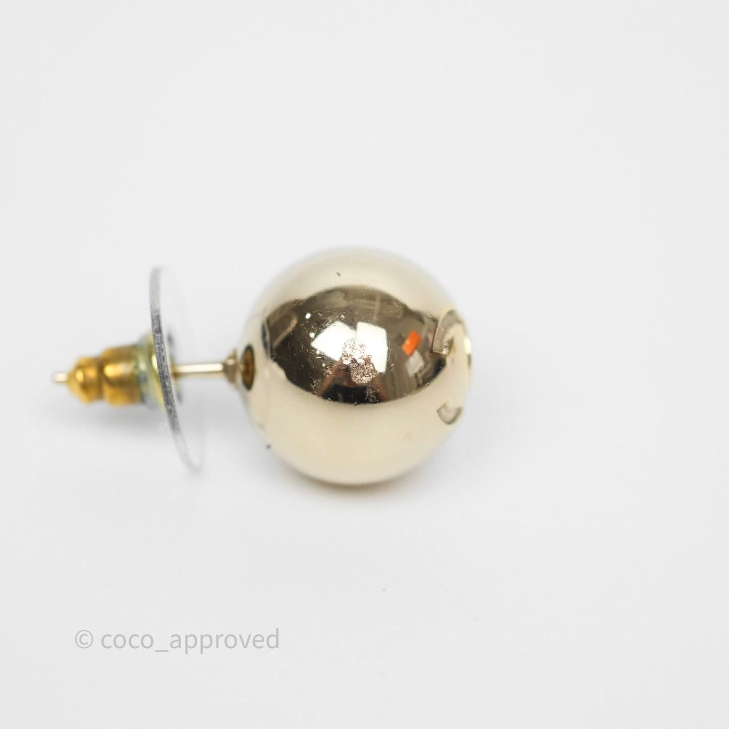 Chanel CC Sphere Earrings Gold Tone 21S