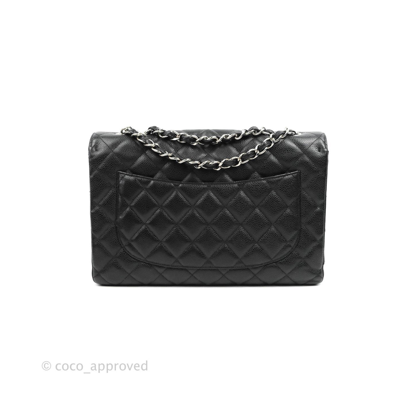 Chanel Single Flap Maxi Caviar Black Silver Hardware